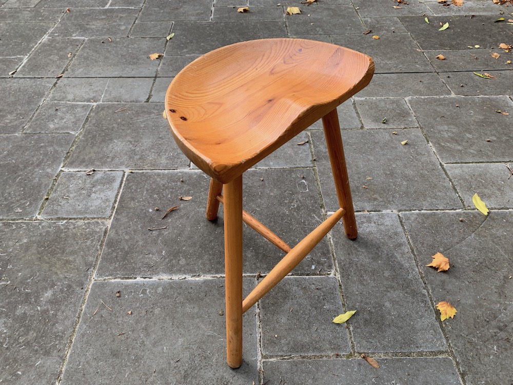 tripod stool, wooden stool, vintage stool, vintage wooden stool, design stool, vintage design stool, pine, pine stool