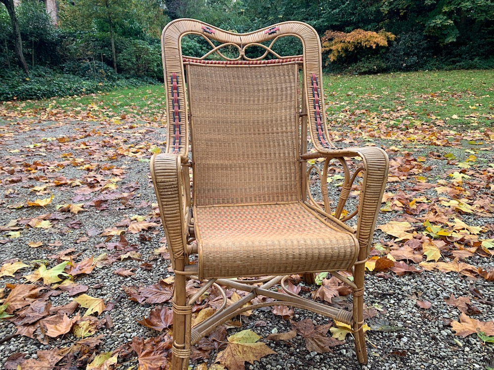 bamboo and rattan chair, bamboo chair, rattan chair, lounge chair, vintage lounge chair, early 20st century chair, garden chair, patio chair, terrace chair, rattan, bamboo