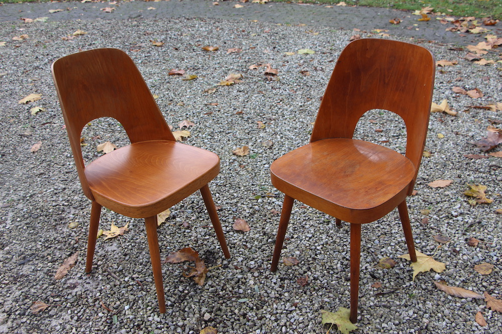 pair of Oswald Haerdtl chairs for TON, vintage chairs