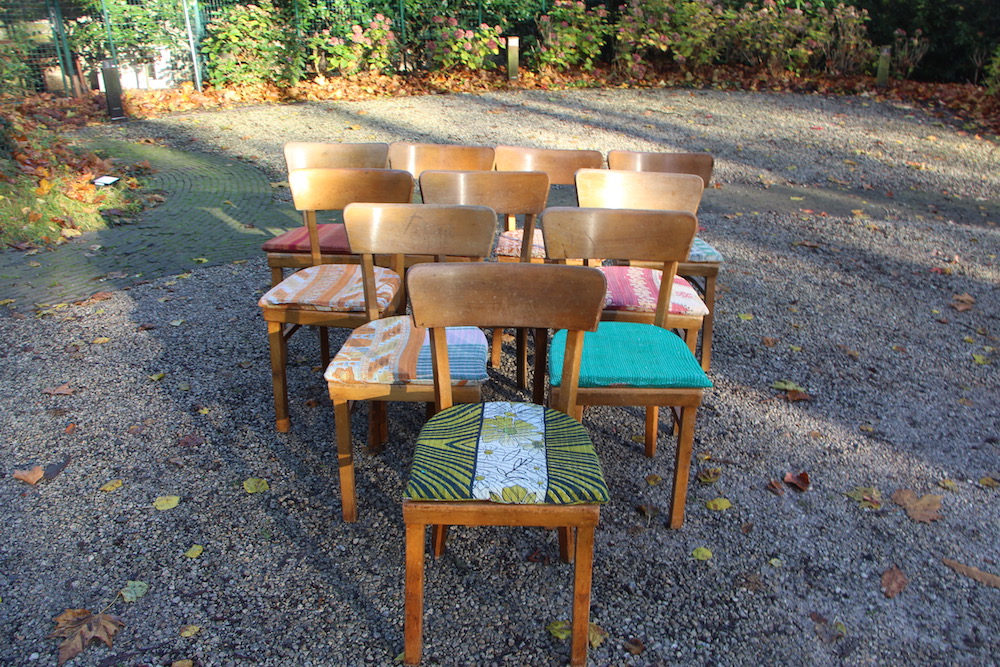 industrial chairs, vintage cushions