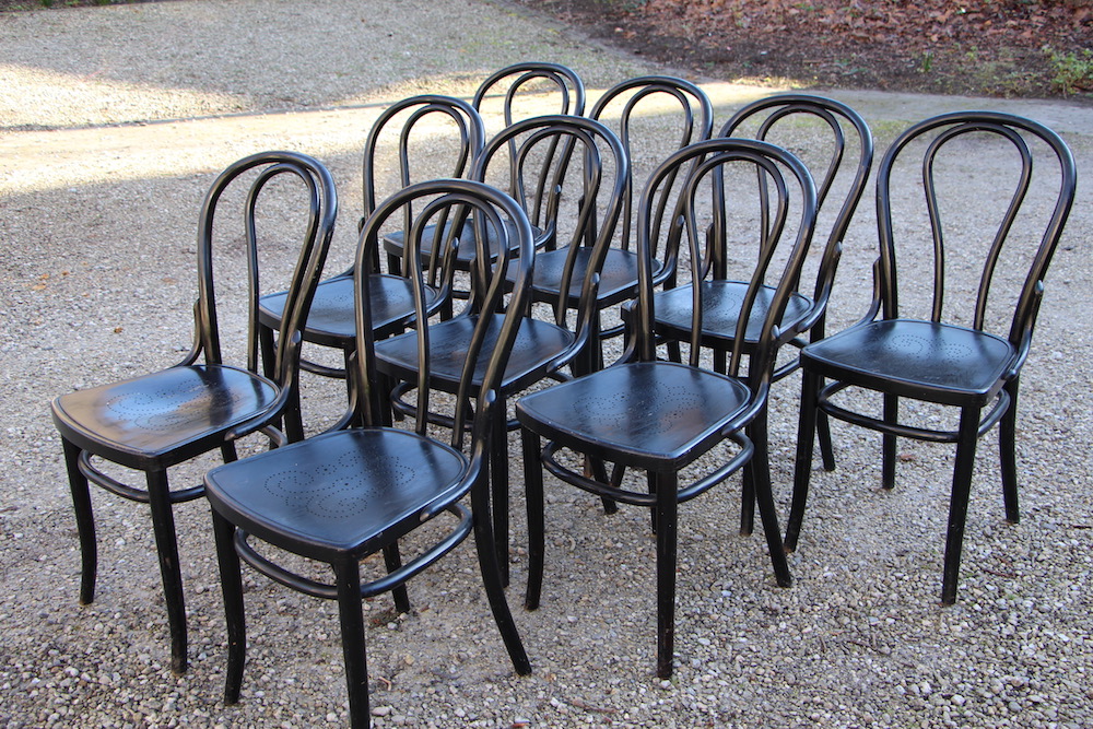 Authentic Thonet dining chairs, black, vintage