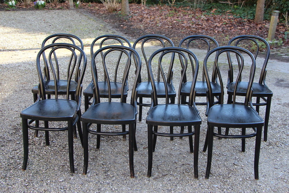Authentic Thonet dining chairs, black, vintage