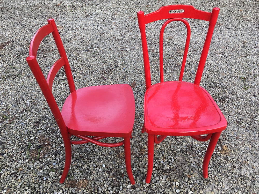 red chair, vintage chair, wooden chair, red painted chairs
