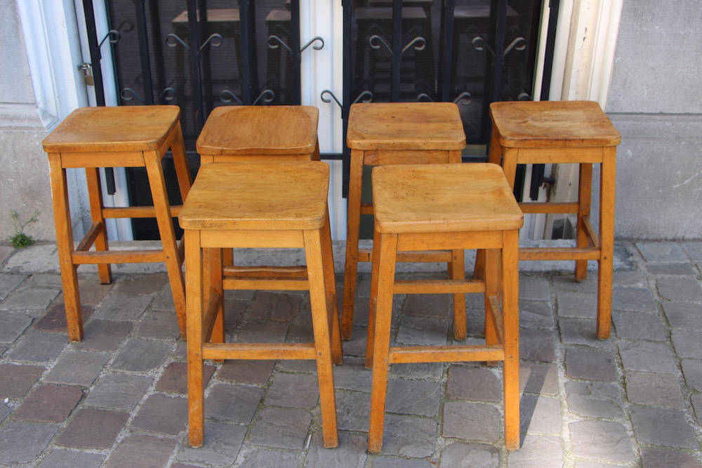 wooden bar stools, vintage