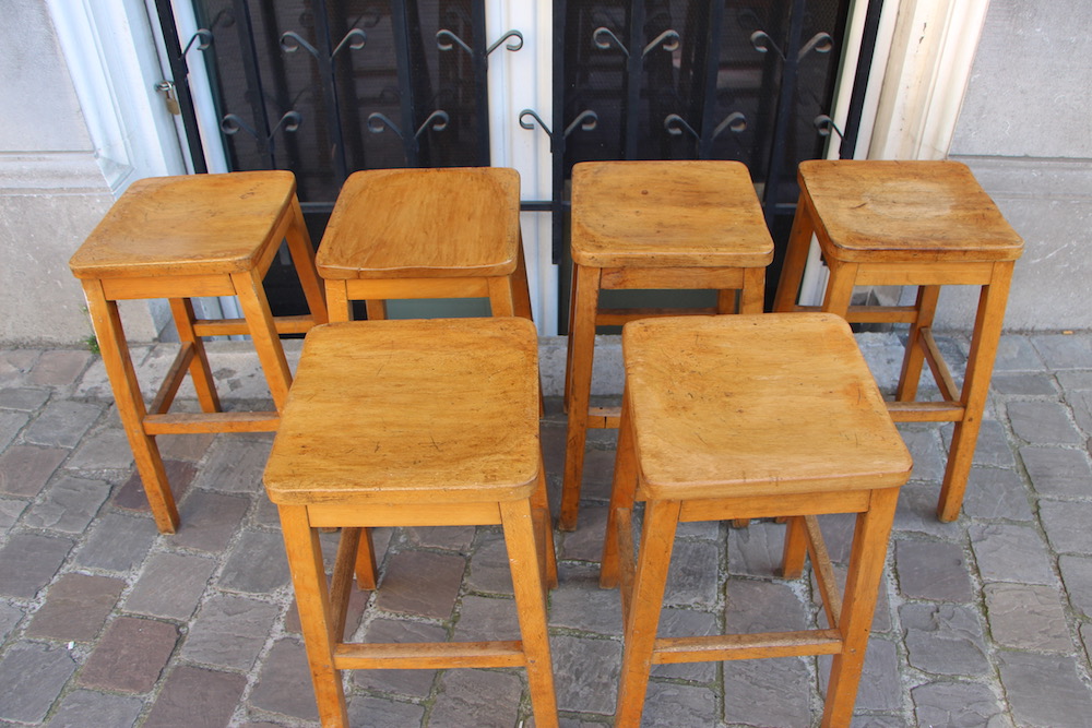 wooden bar stools, vintage