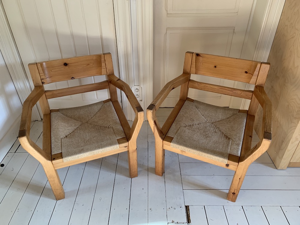 Tage Poulsen, lounge chairs, vintage lounge chairs, scandinavian design,, pine chairs, kinfolk, pine and cord