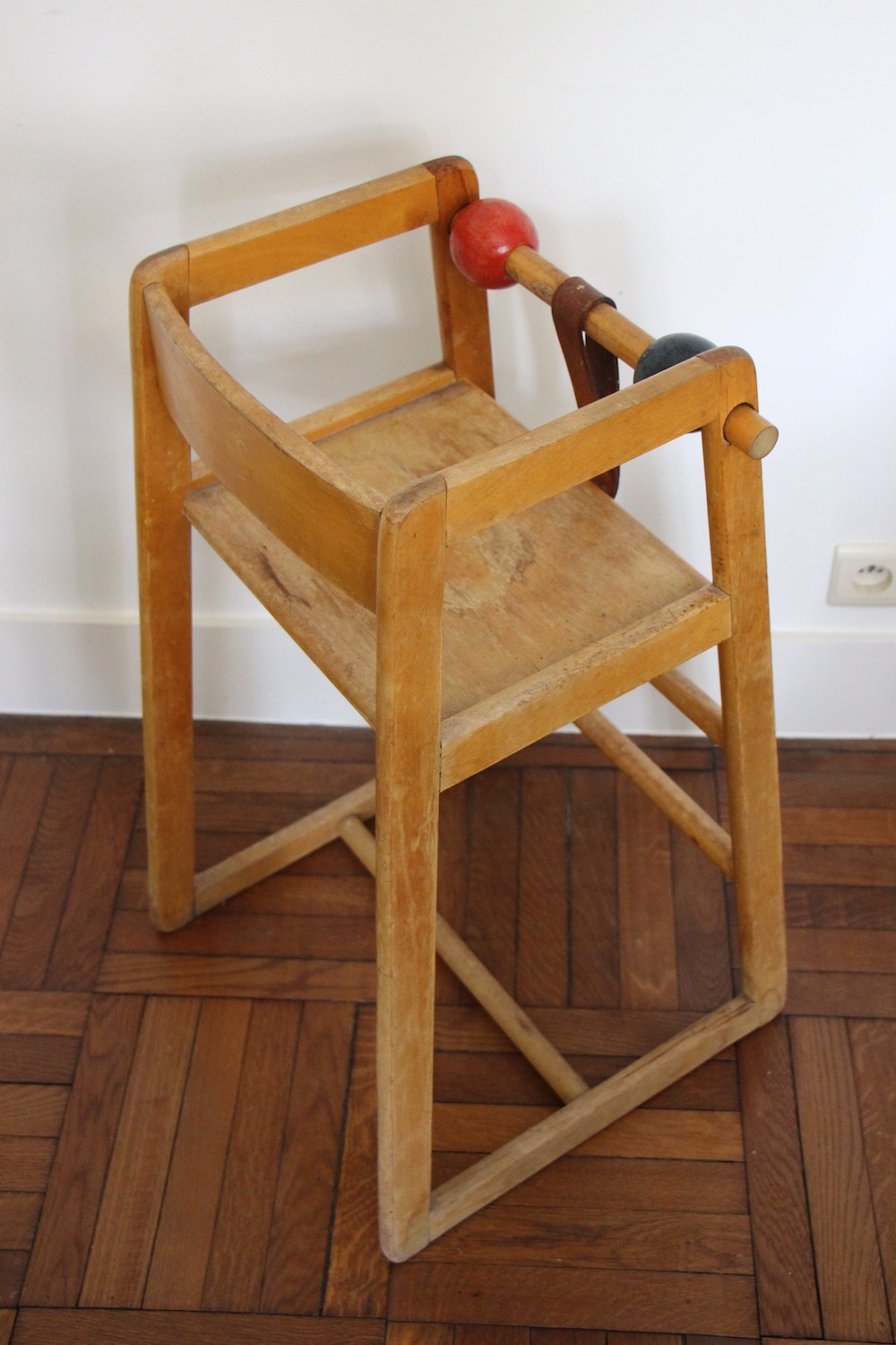 vintage wooden high chair for kids