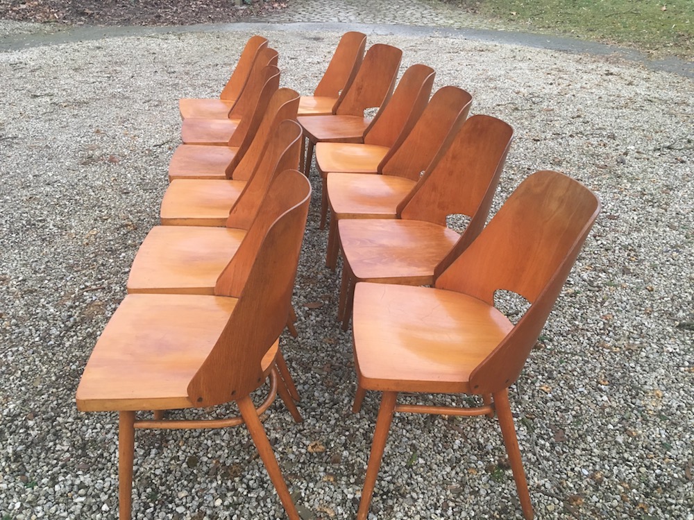 Radomir Hofman, vintage chairs, wooden chairs, Czech chairs, Ton