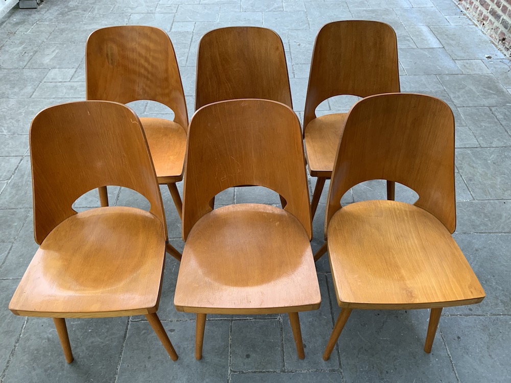 dining chairs, radomir hofman dining chairs, radomir hofman, vintage chairs, czech design, european design, chairs, dining chairs, wooden dining chairs, charming chairs, chaises bois, chaises vintage
