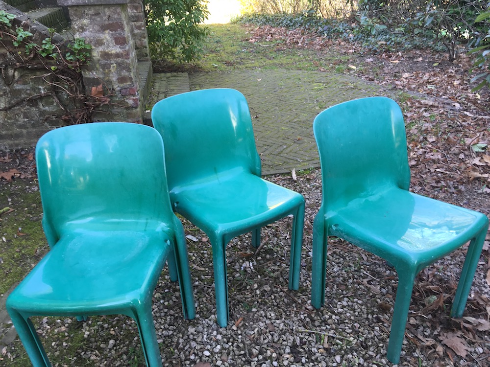 Vico Magistretti, Selene, stackable chairs, vintage chairs, garden chairs, Artemide