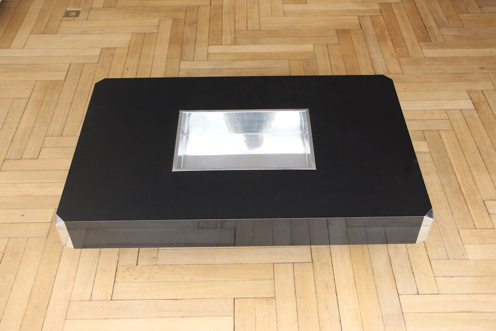 Black coffee table by Willy Rizzo for Mario Sabot