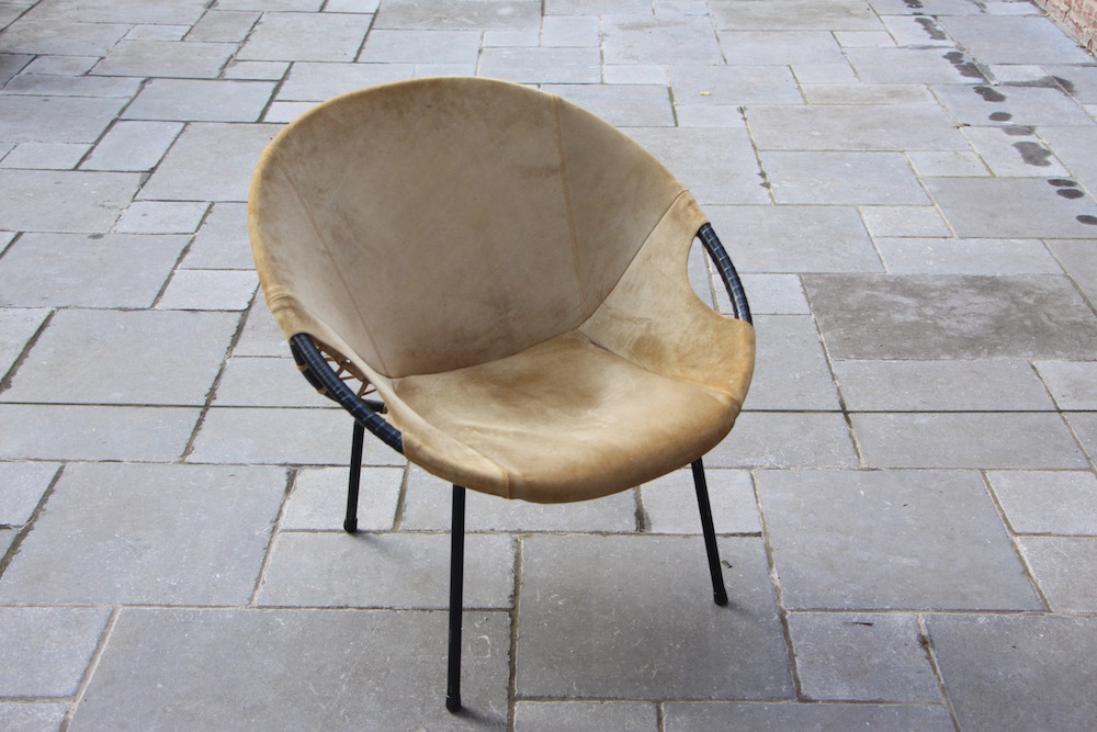 suede round chair, vintage
