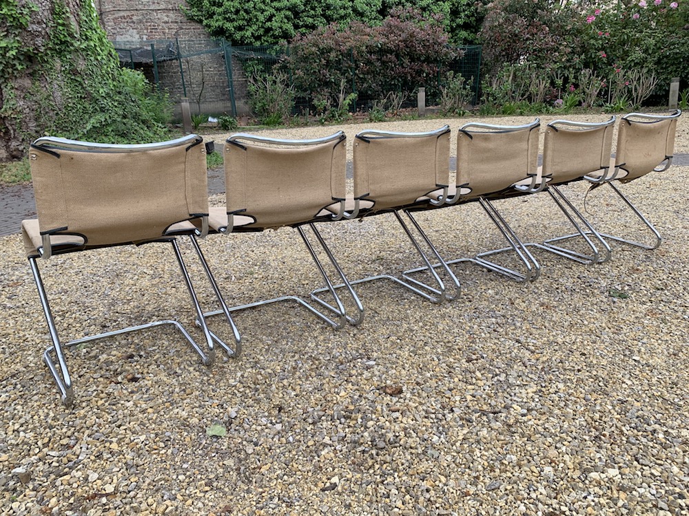 canvas chairs, Steiner, stackable chairs, dining chairs, cantilever, Pascal Mourgue, sixties, sixties chairs, modern chairs, chaises modernes, chaises vintage, chaises Pascal Mourgue, modernism, modernist, toile, chaise toile