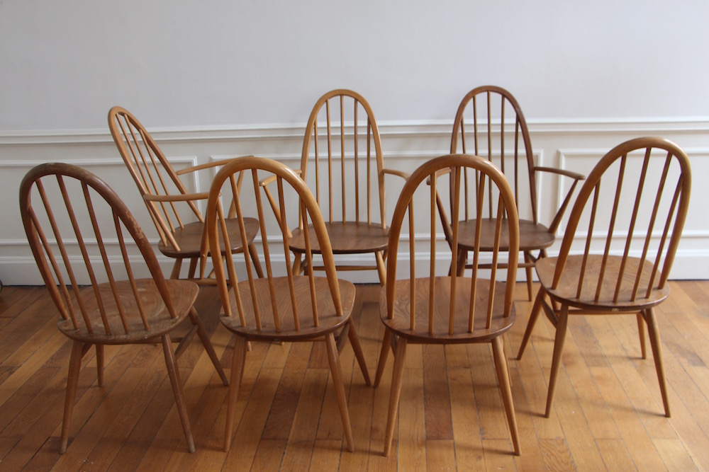 set of Ercol chairs, vintage