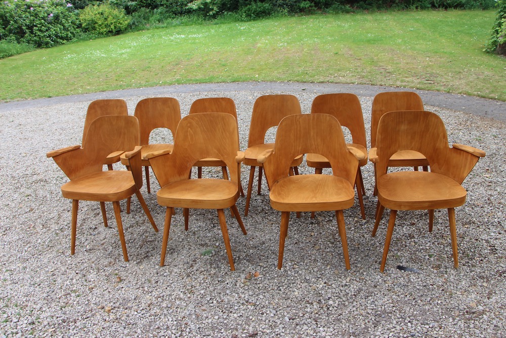 vintage set of Oswald Haerdtl chairs for Ton