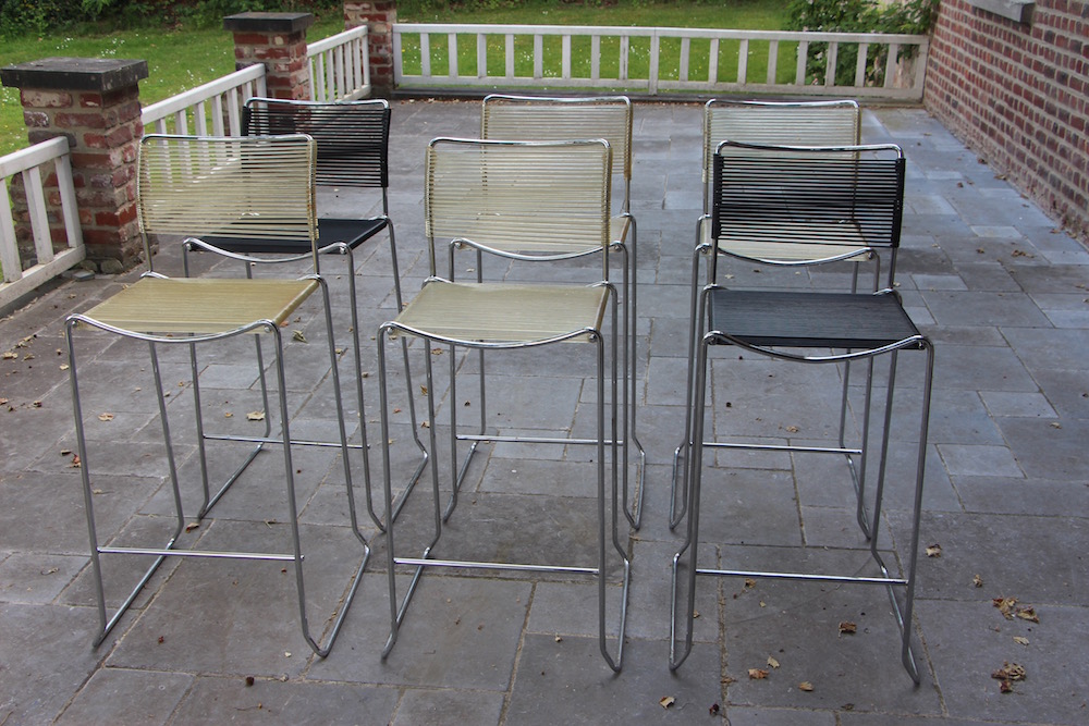 vintage stackable barstools, Giandomenico Belotti, spaghetti chairs